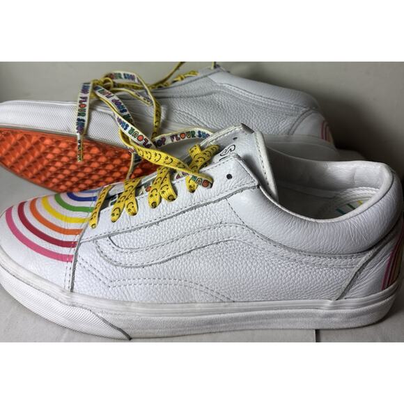 VANS White Rainbow Pride 🌈 Flour Shop Old Skool Sneakers Women’s 10.5 / Mens 9 - Picture 4 of 9